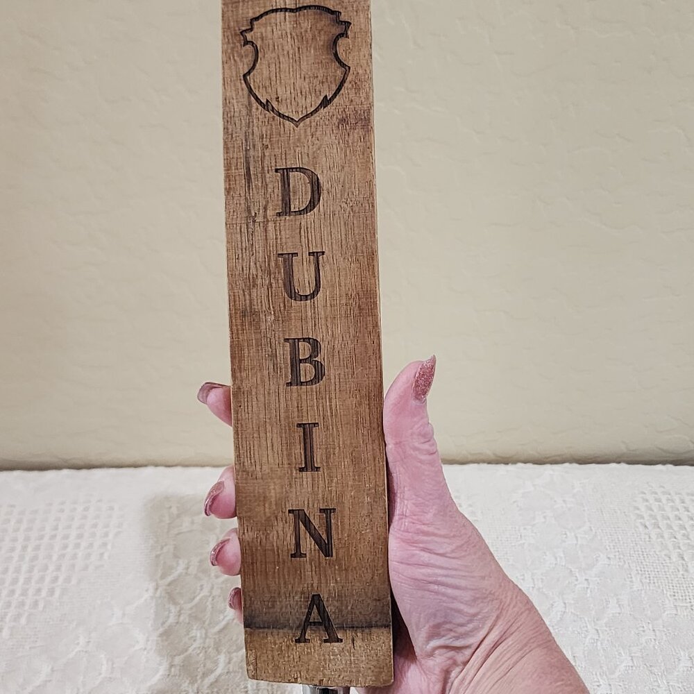 Retired DUBINA Brewing Glendale AZ Wine Barrel Stave Wood Beer Pull Tap Handle